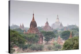 Temples and Stupas at Dawn Sunrise in the Archaeological Site, Bagan (Pagan), Myanmar (Burma)-Stephen Studd-Stretched Canvas