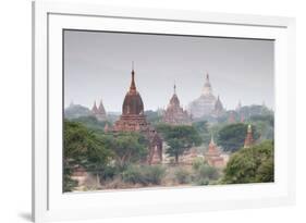 Temples and Stupas at Dawn Sunrise in the Archaeological Site, Bagan (Pagan), Myanmar (Burma)-Stephen Studd-Framed Photographic Print