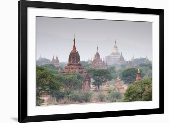 Temples and Stupas at Dawn Sunrise in the Archaeological Site, Bagan (Pagan), Myanmar (Burma)-Stephen Studd-Framed Photographic Print