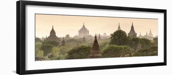 Temples and Stupas at Dawn Sunrise in the Archaeological Site, Bagan (Pagan), Myanmar (Burma)-Stephen Studd-Framed Photographic Print