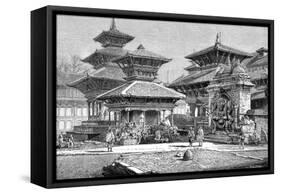 Temples Facing the Royal Place, Katmandu, Nepal, 1895-null-Framed Stretched Canvas