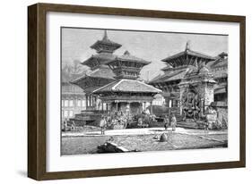 Temples Facing the Royal Place, Katmandu, Nepal, 1895-null-Framed Giclee Print