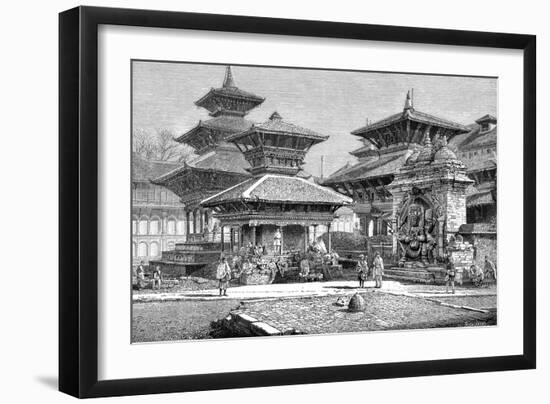 Temples Facing the Royal Place, Katmandu, Nepal, 1895-null-Framed Giclee Print