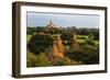 Temples in the Jungle at Sunrise, Bagan, Mandalay Region, Myanmar-Keren Su-Framed Photographic Print