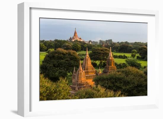 Temples in the Jungle at Sunrise, Bagan, Mandalay Region, Myanmar-Keren Su-Framed Photographic Print