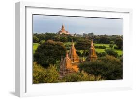 Temples in the Jungle at Sunrise, Bagan, Mandalay Region, Myanmar-Keren Su-Framed Photographic Print