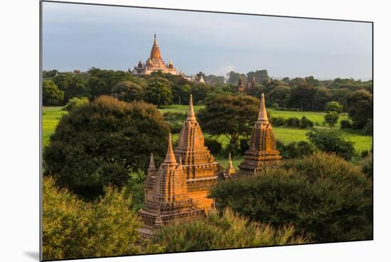 Temples in the Jungle at Sunrise, Bagan, Mandalay Region, Myanmar-Keren Su-Mounted Photographic Print