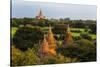 Temples in the Jungle at Sunrise, Bagan, Mandalay Region, Myanmar-Keren Su-Stretched Canvas
