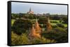 Temples in the Jungle at Sunrise, Bagan, Mandalay Region, Myanmar-Keren Su-Framed Stretched Canvas