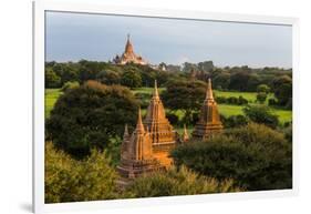 Temples in the Jungle at Sunrise, Bagan, Mandalay Region, Myanmar-Keren Su-Framed Photographic Print