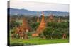 Temples in the Jungle at Sunrise, Bagan, Mandalay Region, Myanmar-Keren Su-Stretched Canvas