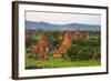 Temples in the Jungle at Sunrise, Bagan, Mandalay Region, Myanmar-Keren Su-Framed Photographic Print