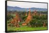 Temples in the Jungle at Sunrise, Bagan, Mandalay Region, Myanmar-Keren Su-Framed Stretched Canvas