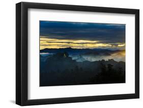 Temples in the Jungle Mist at Sunrise, Mrauk-U, Rakhine State, Myanmar-Keren Su-Framed Photographic Print