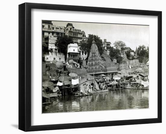 Temples on the River Ganges at Banares (Now Known as Varanasi), India, August 1911-null-Framed Premium Photographic Print