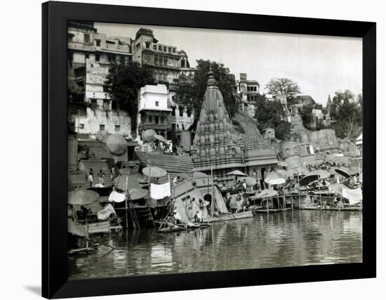 Temples on the River Ganges at Banares (Now Known as Varanasi), India, August 1911-null-Framed Photographic Print
