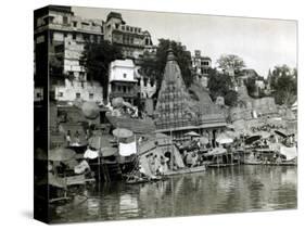 Temples on the River Ganges at Banares (Now Known as Varanasi), India, August 1911-null-Stretched Canvas