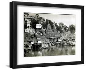 Temples on the River Ganges at Banares (Now Known as Varanasi), India, August 1911-null-Framed Photographic Print