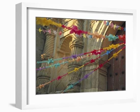 Templo de San Felipe de Neri with Garlands for Dia de la Revolucion, Oaxaca, Mexico-Judith Haden-Framed Photographic Print