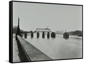 Temporary Bridge over the River Thames Being Dismantled, London, 1948-null-Framed Stretched Canvas