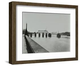 Temporary Bridge over the River Thames Being Dismantled, London, 1948-null-Framed Photographic Print