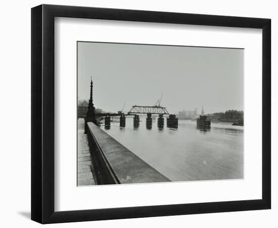 Temporary Bridge over the River Thames Being Dismantled, London, 1948-null-Framed Photographic Print