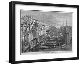 Temporary Wooden Bridge over the River Thames at Blackfriars, London, 1864-null-Framed Giclee Print