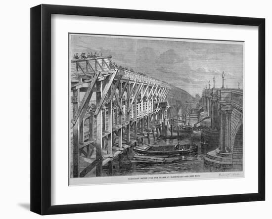 Temporary Wooden Bridge over the River Thames at Blackfriars, London, 1864-null-Framed Giclee Print