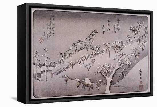 Temps de neige à Asukayama-Ando Hiroshige-Framed Stretched Canvas