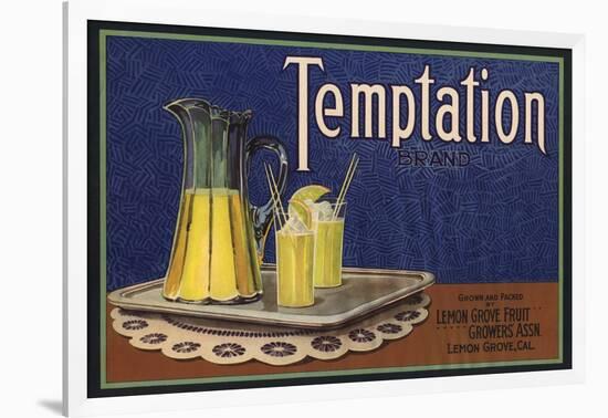 Temptation Brand - Lemon Grove, California - Citrus Crate Label-Lantern Press-Framed Art Print