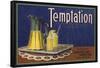 Temptation Brand - Lemon Grove, California - Citrus Crate Label-Lantern Press-Framed Stretched Canvas