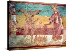 Temptation of Christ in the Desert by the Devil, 12th Century (Fresco)-French-Stretched Canvas