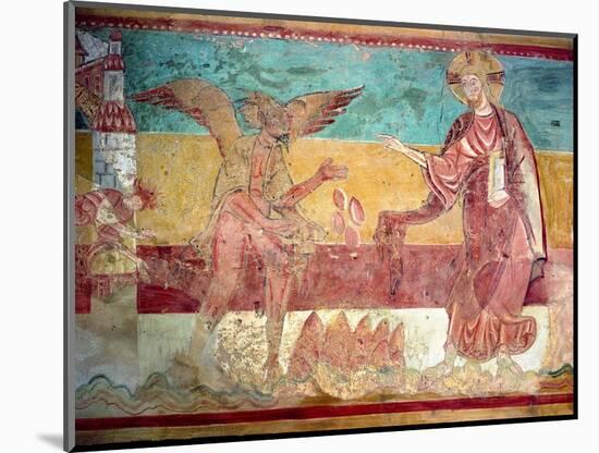 Temptation of Christ in the Desert by the Devil, 12th Century (Fresco)-French-Mounted Premium Giclee Print