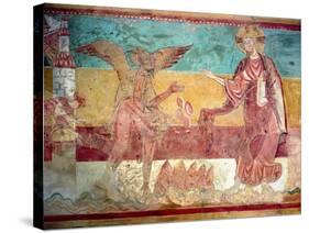 Temptation of Christ in the Desert by the Devil, 12th Century (Fresco)-French-Stretched Canvas