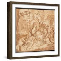 Temptation of St Anthony, 1500-1700 (Pen and Brown Ink and Wash with Some Grey Wash on Paper)-Hieronymus Bosch-Framed Giclee Print