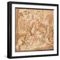 Temptation of St Anthony, 1500-1700 (Pen and Brown Ink and Wash with Some Grey Wash on Paper)-Hieronymus Bosch-Framed Giclee Print