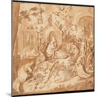 Temptation of St Anthony, 1500-1700 (Pen and Brown Ink and Wash with Some Grey Wash on Paper)-Hieronymus Bosch-Mounted Giclee Print