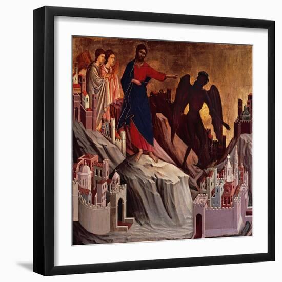 Temptation on Mount, Detail from Episodes from Christ's Passion and Resurrection-Duccio Di buoninsegna-Framed Giclee Print