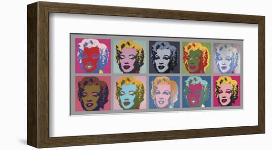 Ten Marilyns, 1967-Andy Warhol-Framed Art Print