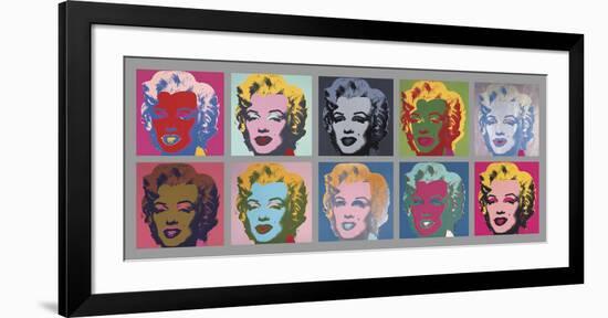 Ten Marilyns, 1967-Andy Warhol-Framed Art Print