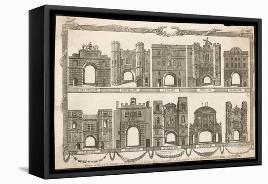 Ten of the City Gates Before Demolition: Bishopshate-J.g. Wooding-Framed Stretched Canvas