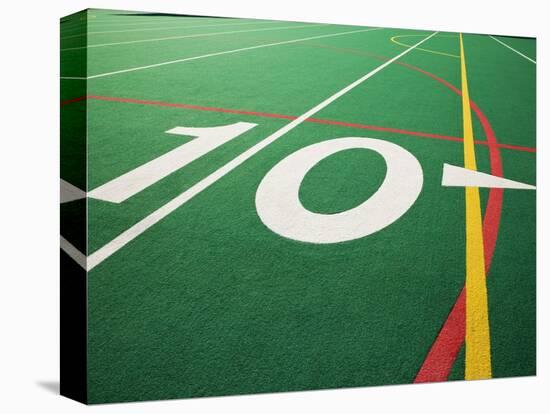 Ten Yard Maker on Football Field-David Papazian-Stretched Canvas