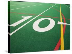 Ten Yard Maker on Football Field-David Papazian-Stretched Canvas