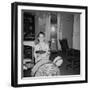 Ten Year Old Boy on Drum Set, Ca. 1969-null-Framed Photographic Print