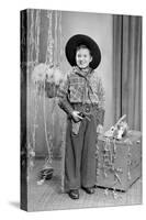 Ten-Year-Old Boy Poses in a Cowboy Outfit, Ca. 1951-null-Stretched Canvas