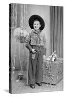 Ten-Year-Old Boy Poses in a Cowboy Outfit, Ca. 1951-null-Stretched Canvas