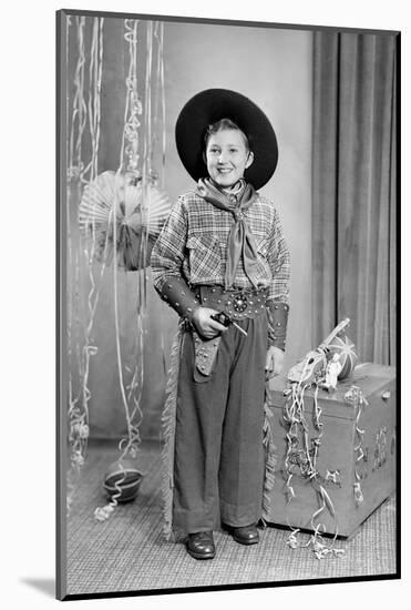 Ten-Year-Old Boy Poses in a Cowboy Outfit, Ca. 1951-null-Mounted Photographic Print