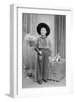 Ten-Year-Old Boy Poses in a Cowboy Outfit, Ca. 1951-null-Framed Photographic Print