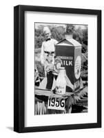 Ten Year Old Boy Rides on a Parade Float Promoting Milk in Wisconsin, Ca. 1956-null-Framed Photographic Print