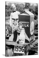 Ten Year Old Boy Rides on a Parade Float Promoting Milk in Wisconsin, Ca. 1956-null-Stretched Canvas